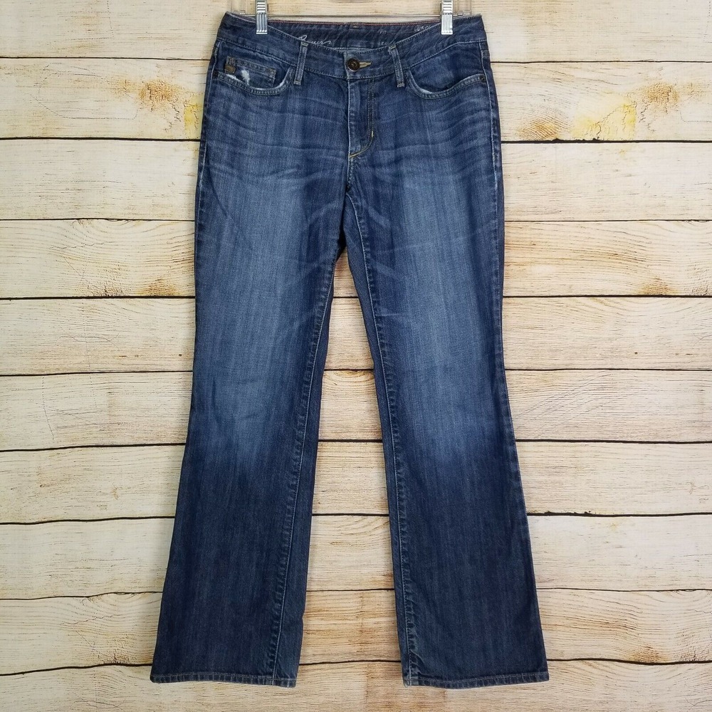 Eddie Bauer Womens Jeans Size 6 Curvy Bootcut Blue Distressed Denim 5 Pocket